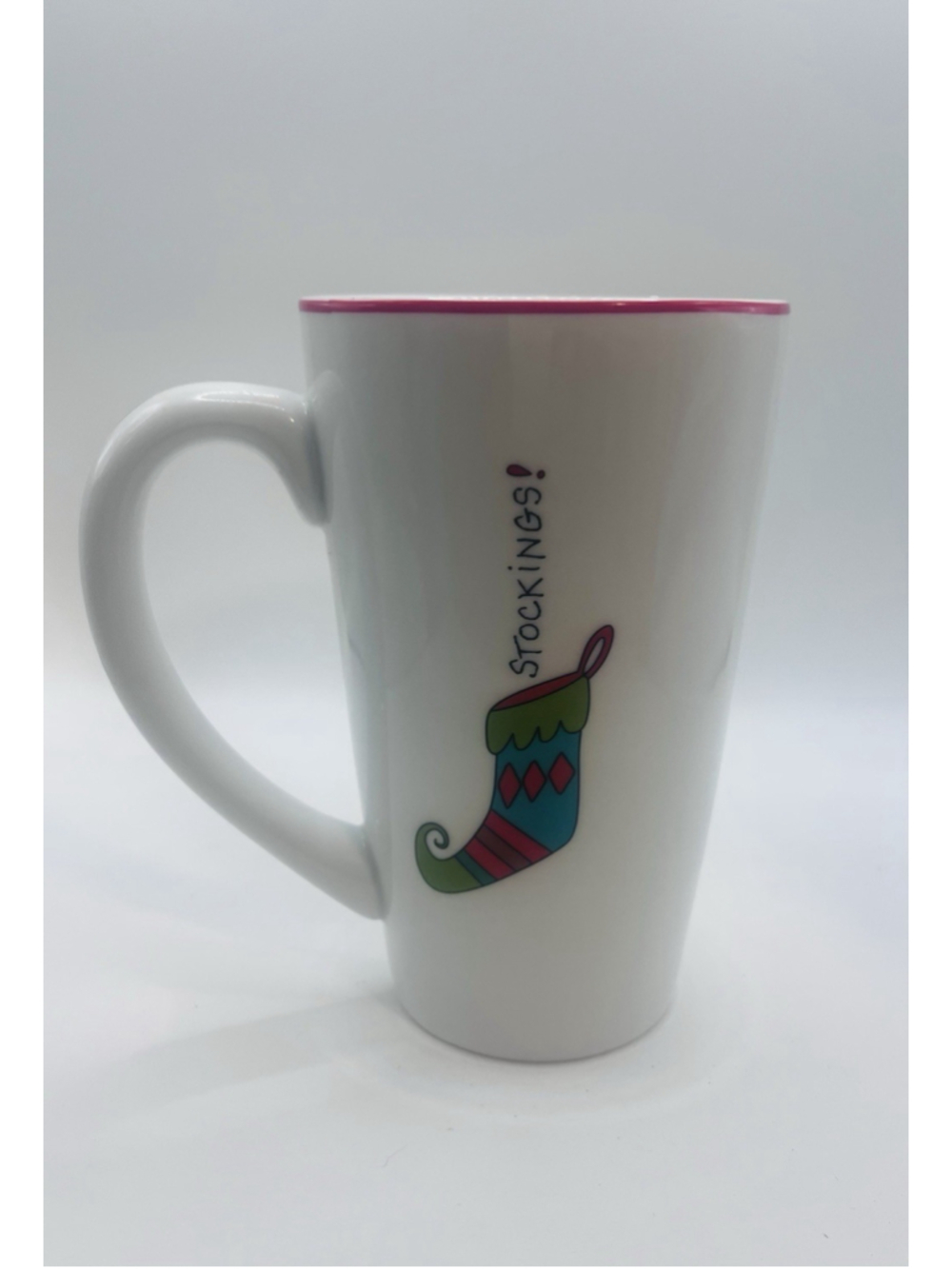 Fitz & Floyd Gourmet Christmas Coffee Mug Happy Holidays Stockings Collection